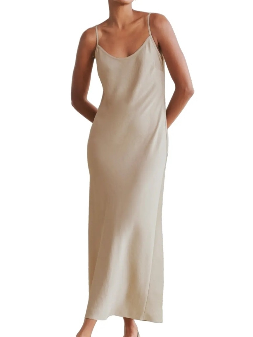 Jenni Kayne Satin Slip Dress In Natural / Cream Nwt - Maxi, Adjustable Straps Xs